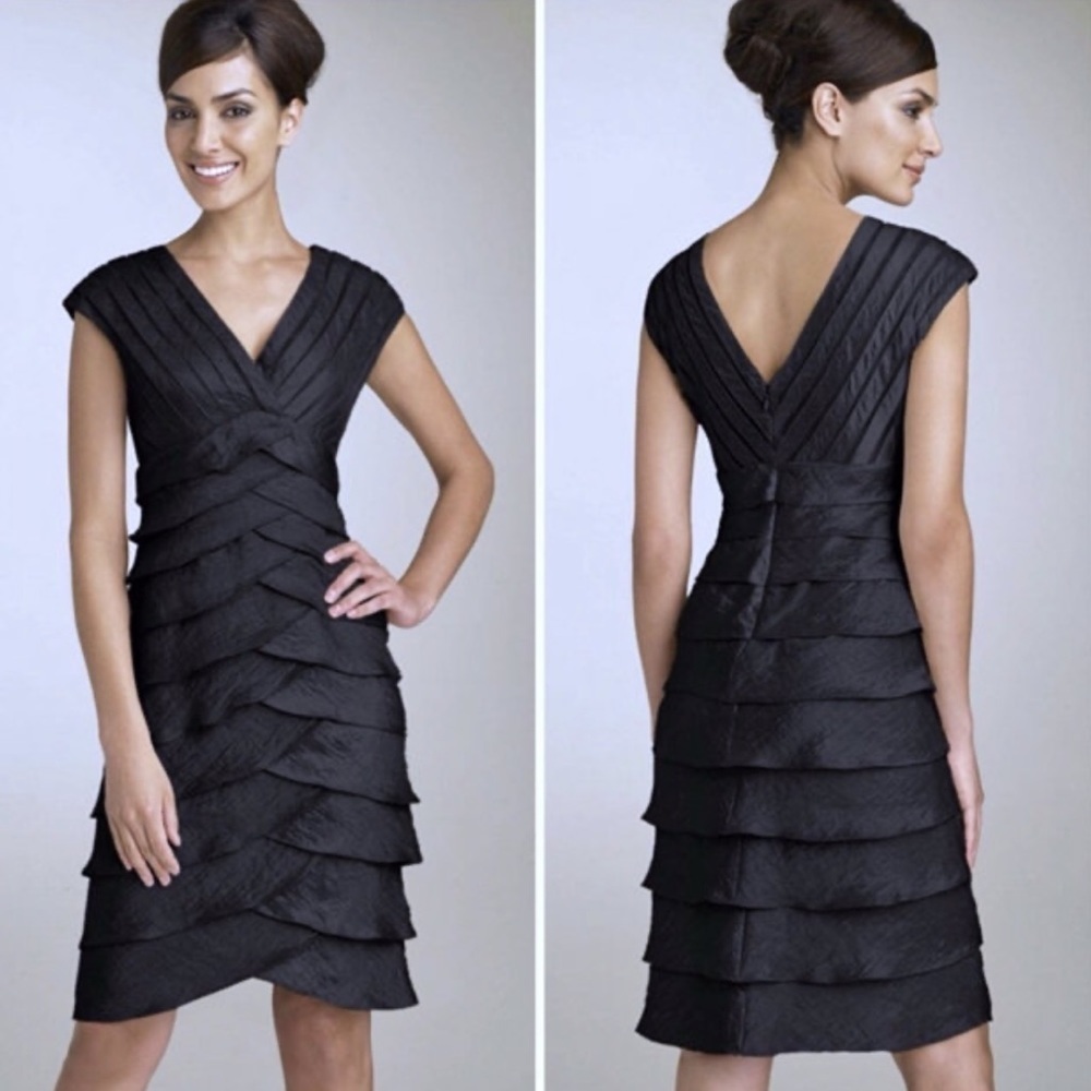 Adrianna Papell Pleated Shutter Metallic Dress